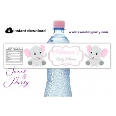 Pink and Grey Elephant Baby Shower water bottle labels,(9ebb) Pink and Grey Elephant Baby Shower water bottle labels,(9ebb)